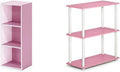 3-Tier Open Shelf Bookcase, White/Pink & 3-Tier Display Rack, Pink/White Y145815