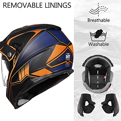 Dual Sport Full Face Motorcycle Helmet with Sun Visor T97721