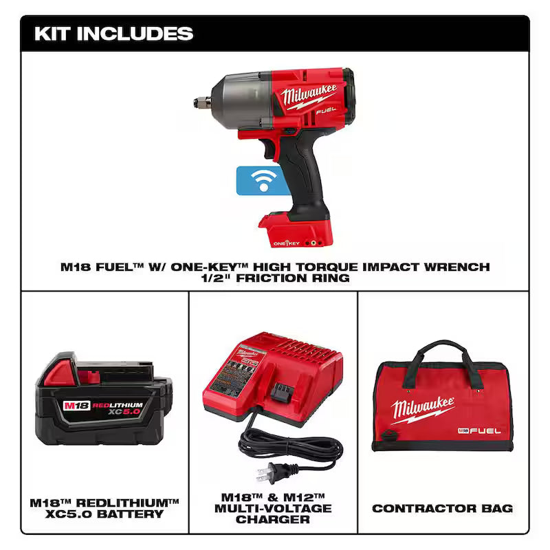 18-Volt Lithium-Ion Brushless Cordless 1/2 in. Impact Wrench Kit with 5.0Ah Battery E8897