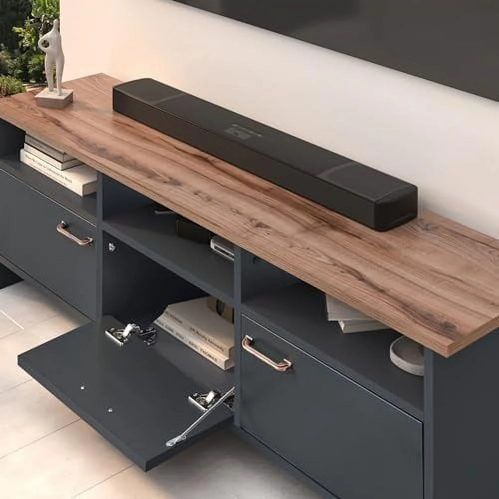 Farmhouse Mid Century Modern 55 inch Wood TV Stand N910