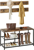 Rustic Brown Coat Shoe Rack Bench Set E46349