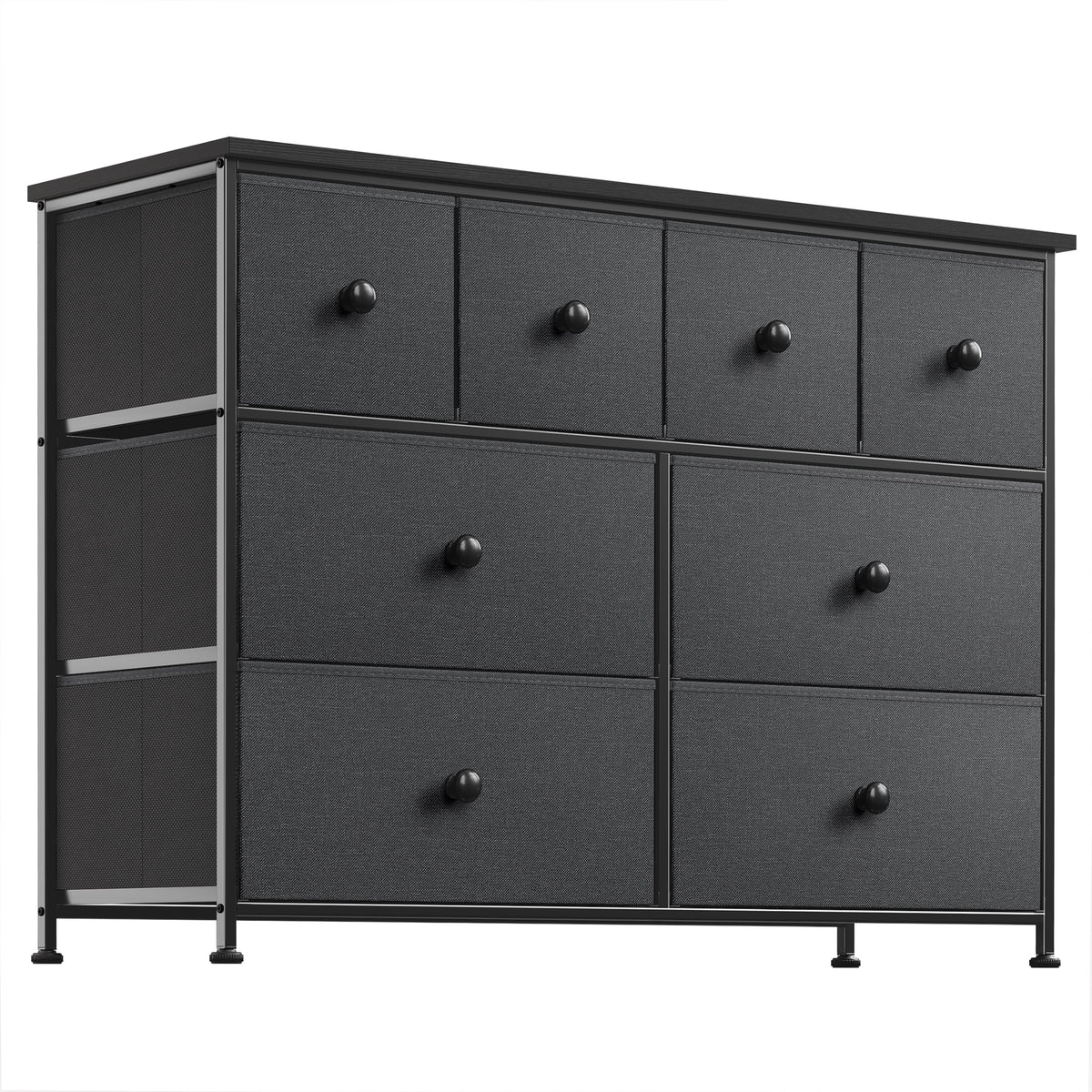 8 Drawer Fabric Dresser with Steel Frame and Wooden Top B51876