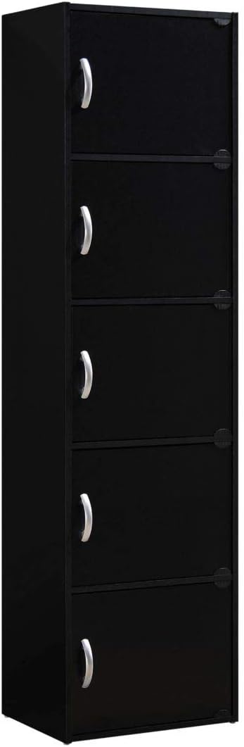 Black 5-Shelf Bookcase Cabinet S663