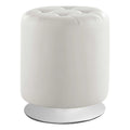 White Faux Leather Round Swivel Ottoman O459