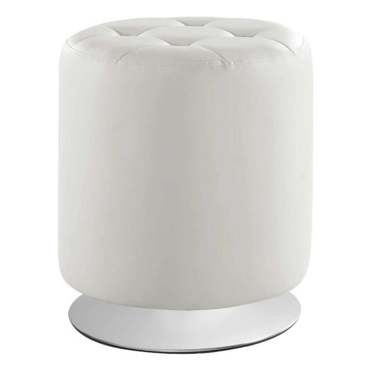 White Faux Leather Round Swivel Ottoman O459