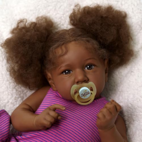 22 Inch Lifelike Soft Body Realistic African American Baby Dolls with Feeding Kit U589250