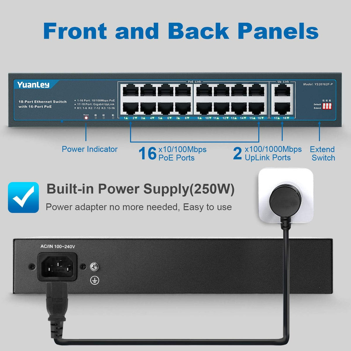 18 Port PoE Switch with 250W Built-in Power V757