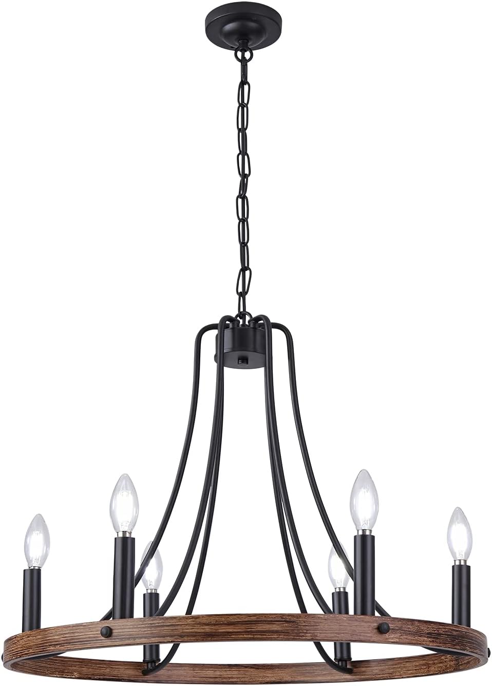 Matte Black 4-Light Metal Cage Pendant Light Chandelier N9523