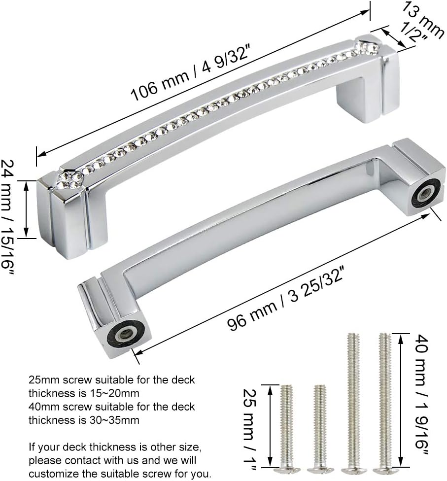 Polished Chrome Cabinet Hardware Handles 8 Pack 128mm Hole Center E146