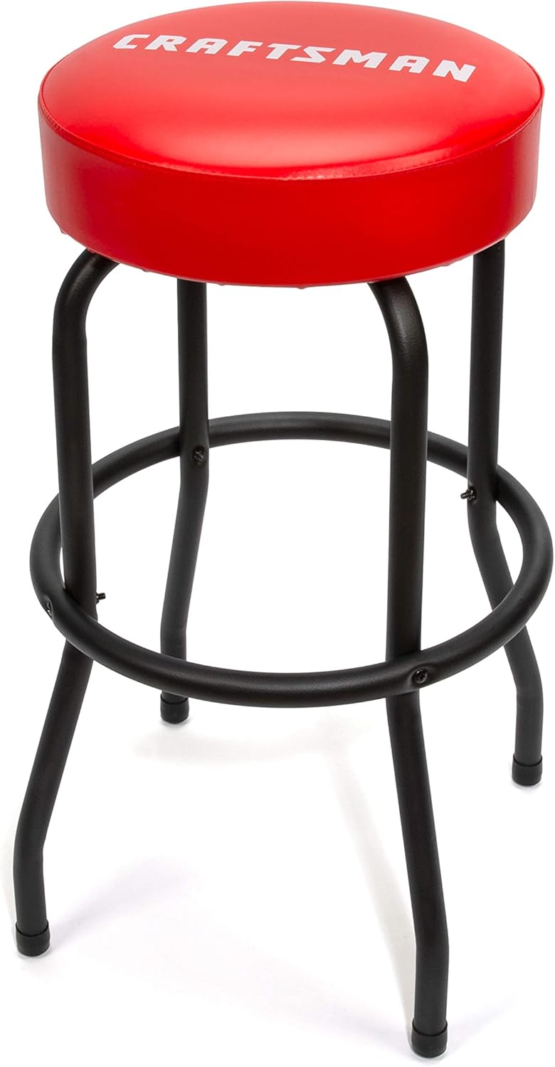 Adjustable Height Work Shop Stool with Padded Vinyl Seat P77149