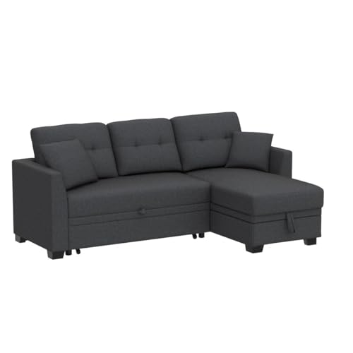 81" Grey L Shaped Sleeper Sofa with Storage V783