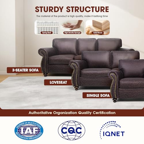 3-Seater Sofa with Removable Cover and Solid Wood Frame C7192