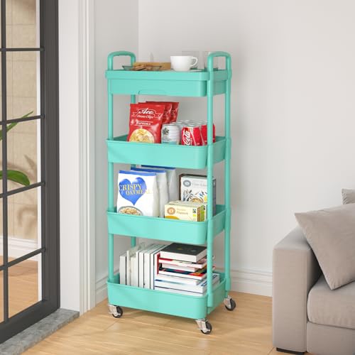 3-Tier Rolling Utility Cart with Drawer, Black J102
