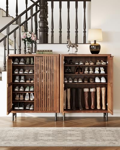 6-Tier Wooden Shoe Cabinet with Doors and Adjustable Shelves E904417