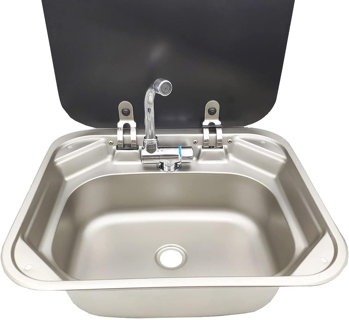 Single Bowl Stainless Steel Kitchen Basin Sink with Tempered Glass Lid N95811