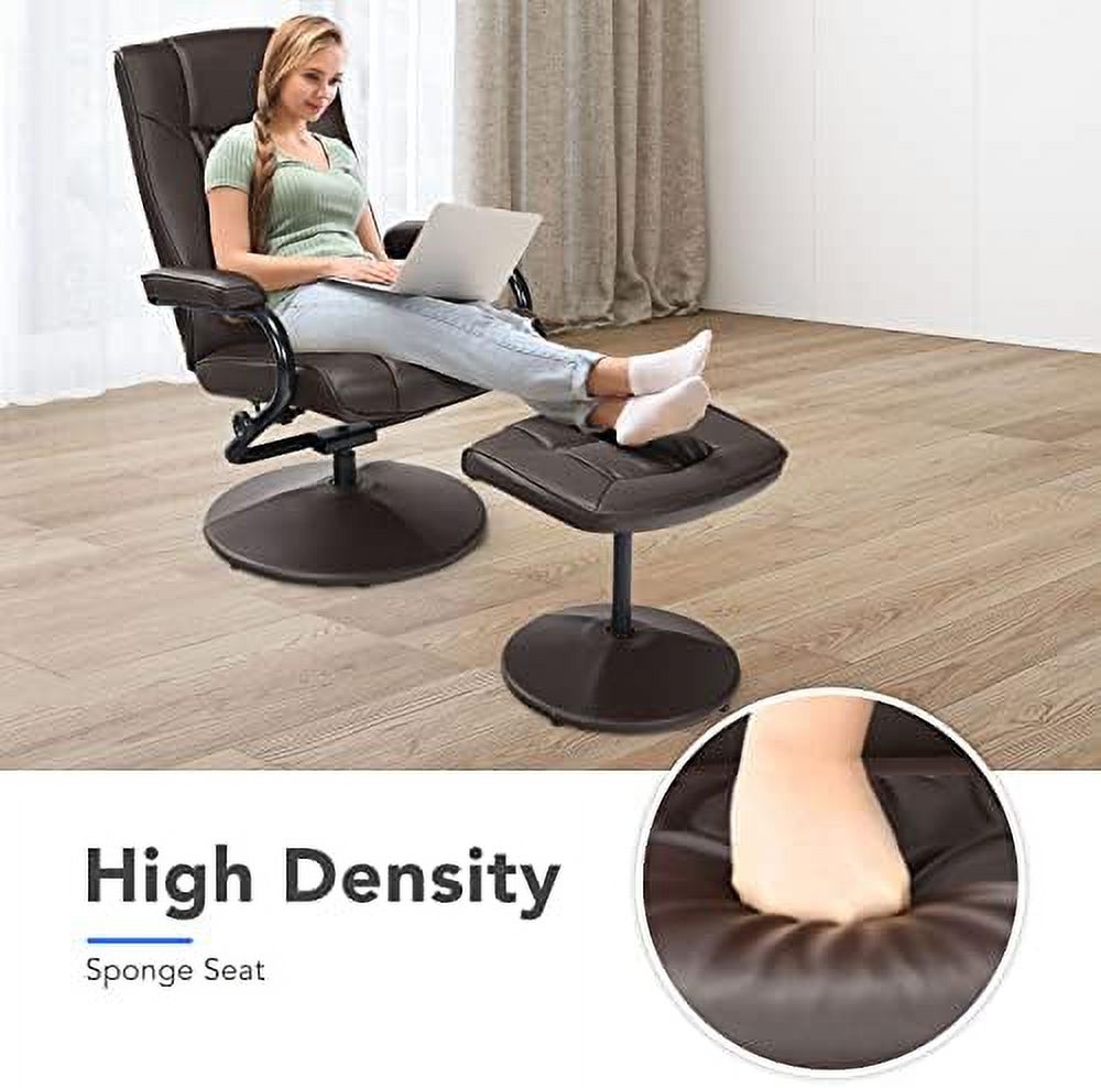 Grey PU Leather Swivel Reclining Chair with Ottoman F31753