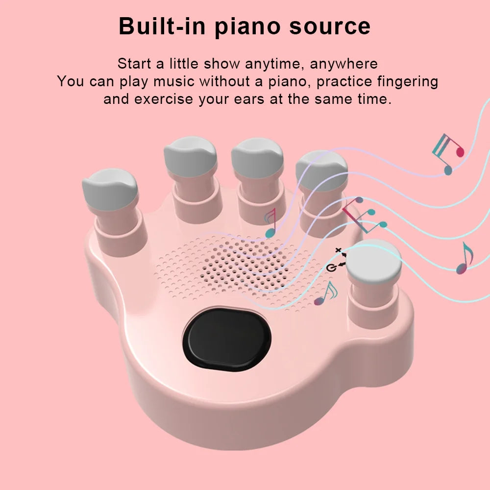 Hand Exerciser Trainer, 2Pcs Piano Hand Shape Corrector, Hand Strengthener with Speaker, Silicone Button, Anti-slip Design B84200