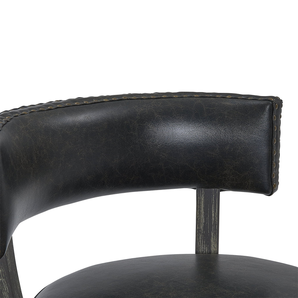 26" Wood Leather Swivel Counter Stool N36180