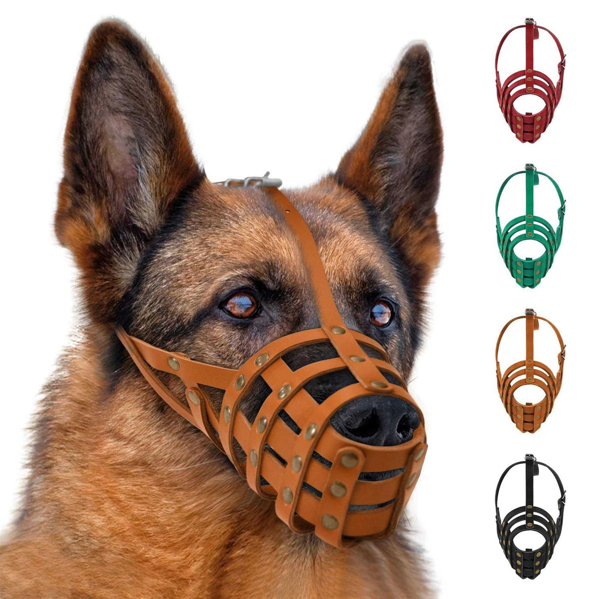 Leather Dog Muzzle Adjustable Breathable Medium Large Breeds Y319