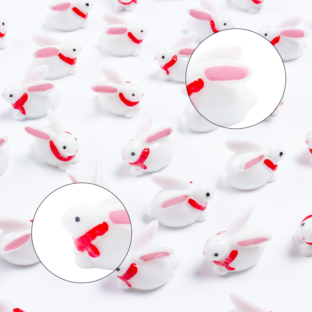 40 Pcs Resin Rabbit Figurines with Red Scarf T5262