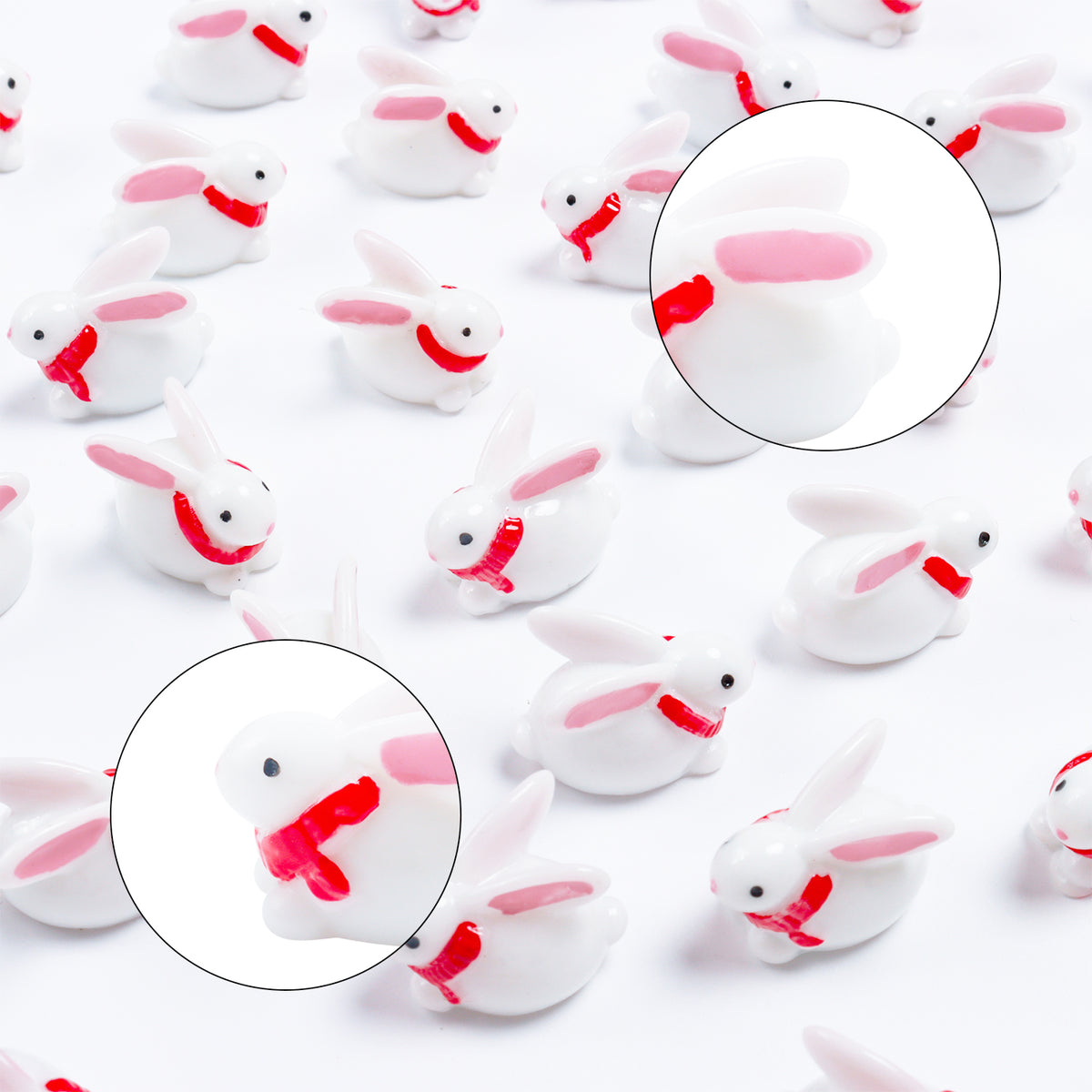 40 Pcs Resin Rabbit Figurines with Red Scarf T5262