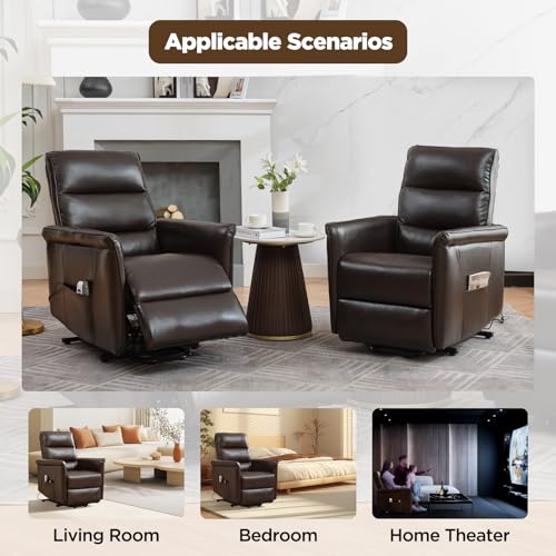 Beige Power Lift Recliner with Vibration and Lumbar Heat I6000