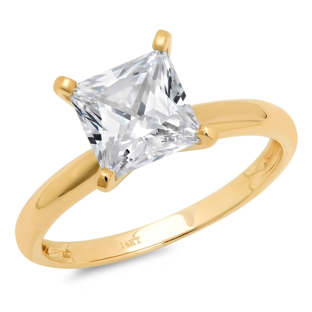 18K Yellow Gold Solitaire Engagement Ring size 3.5 J955
