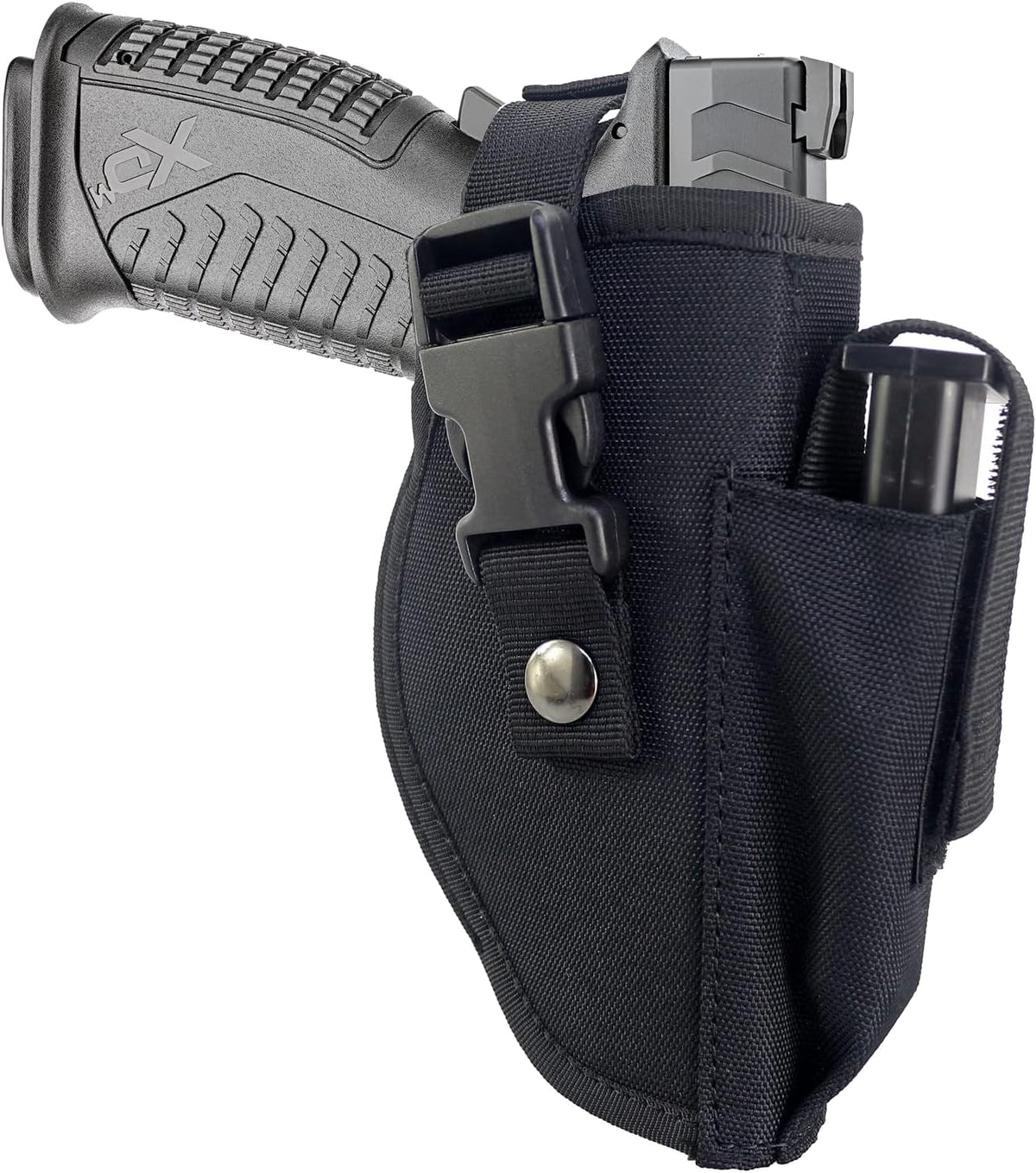 Black Tactical Belt Holster with Mag Pouch and Metal Clip X773