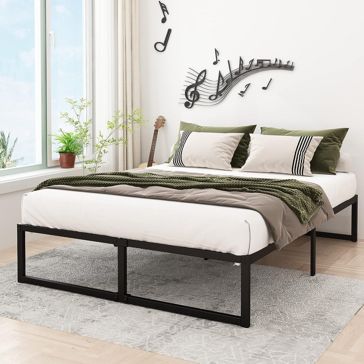 14 Inch California King Heavy Duty Metal Platform Bed Frame, Black B8587