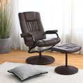 Grey PU Leather Swivel Reclining Chair with Ottoman F31753