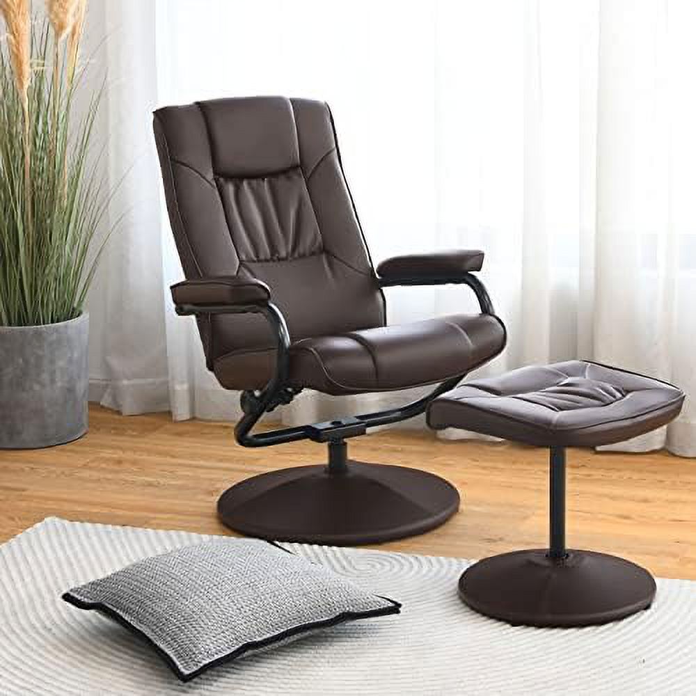 Grey PU Leather Swivel Reclining Chair with Ottoman F31753