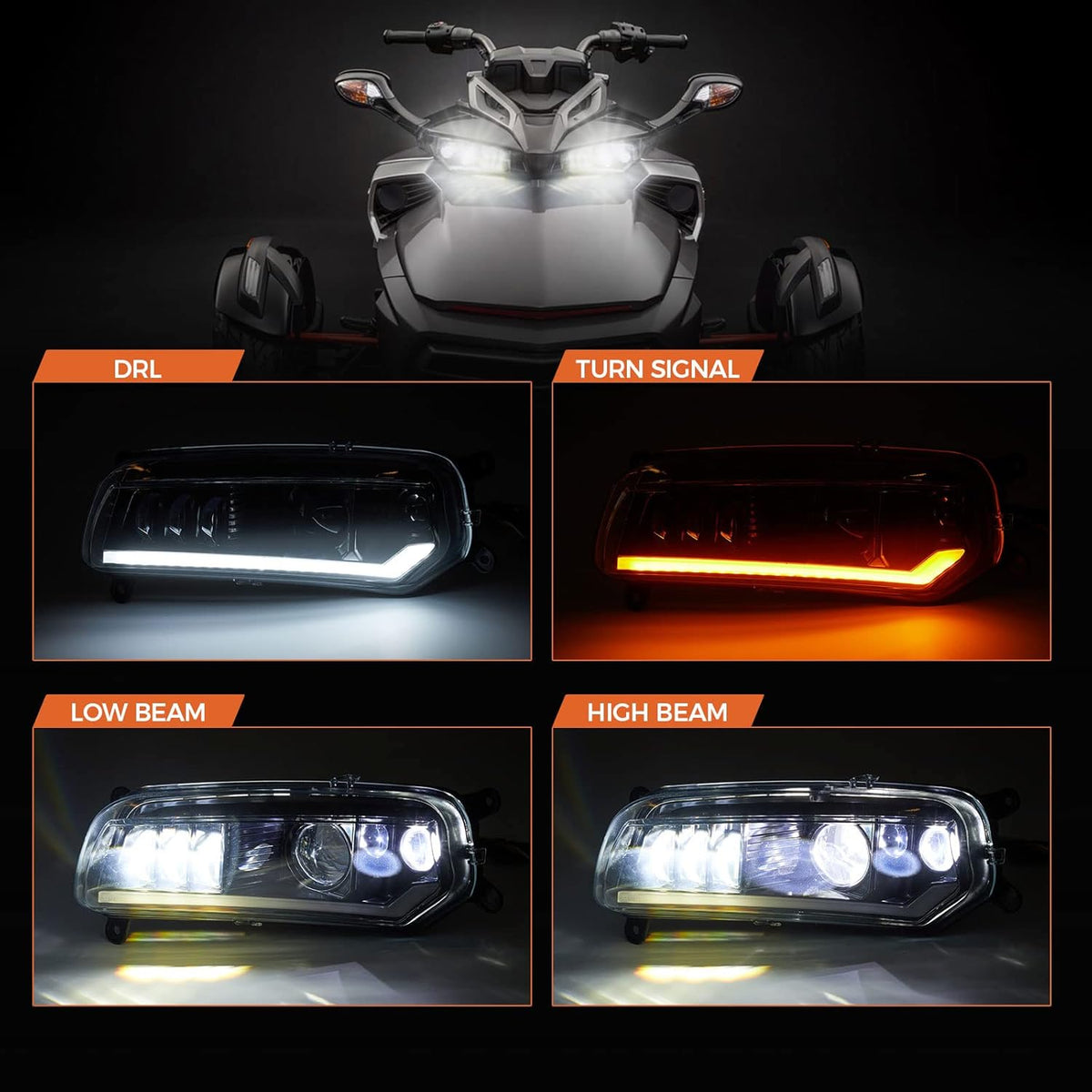 LED Headlight Assembly Kit with Turn Signal Lights and DRL Y127