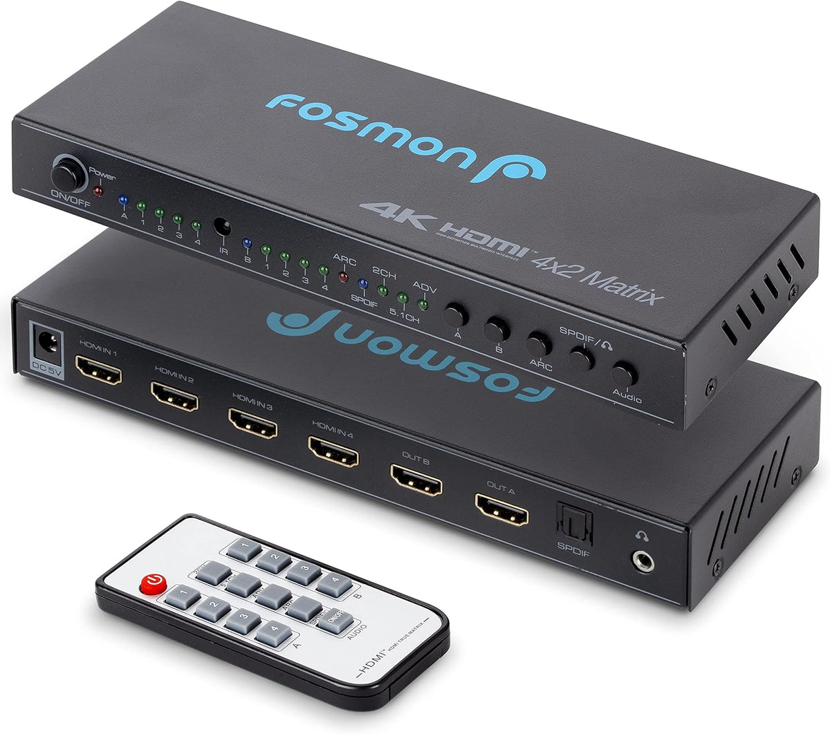 4 in 2 Out HDMI Matrix Switch Splitter with IR Remote Control G436752