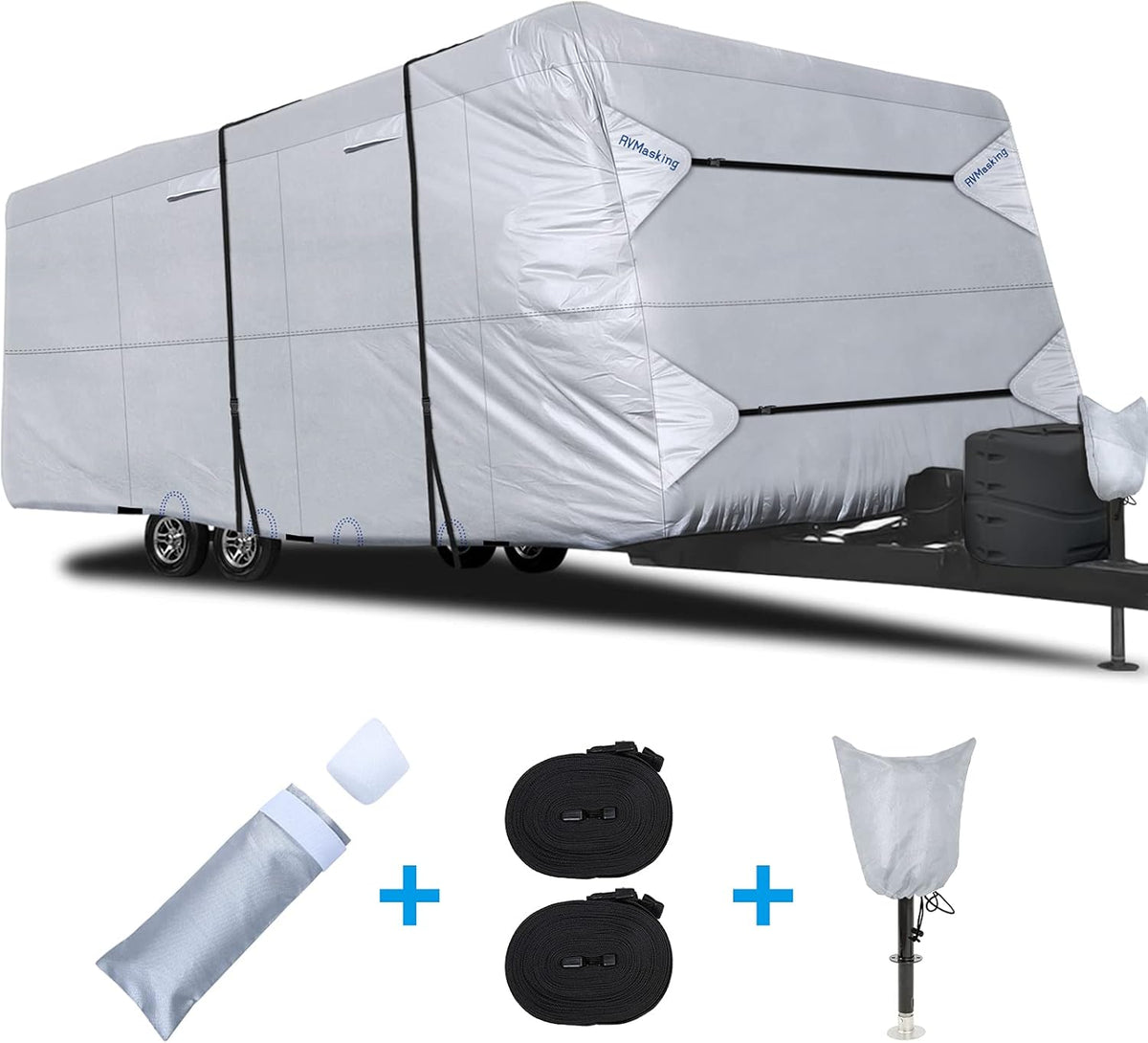 Rip-Stop RV Cover Waterproof Camper Cover with Gutter Covers Q633963