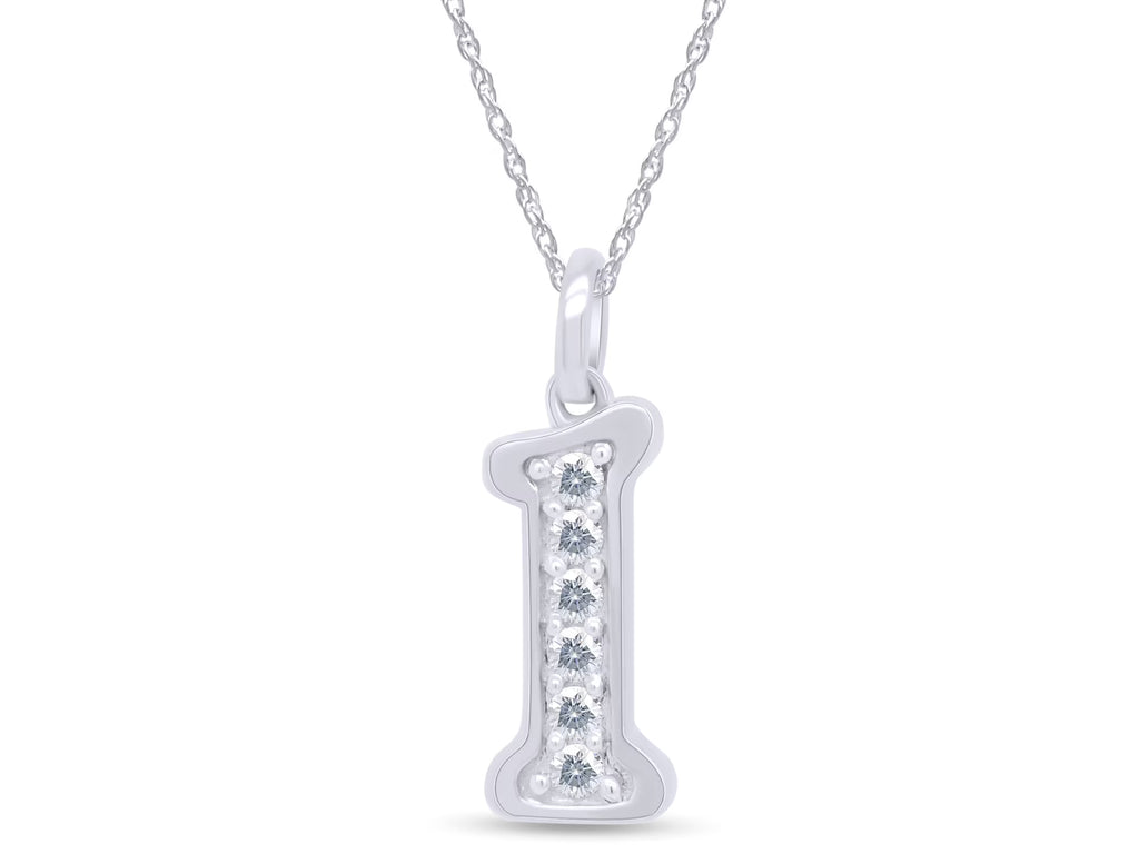 1/5 Ct Round Cut Moissanite Initial "I" Pendant Necklace in 14k White Gold Over Sterling Silver 18" Chain R40915