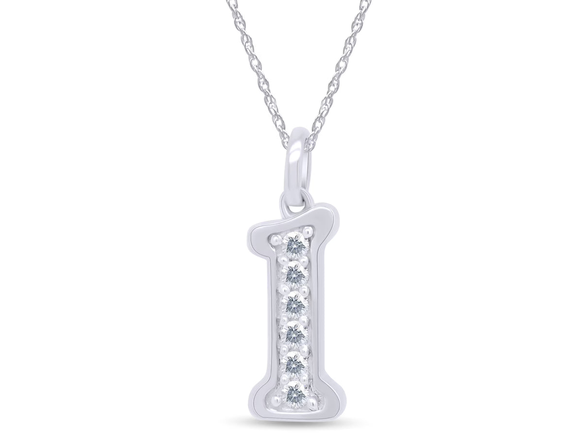 1/5 Ct Round Cut Moissanite Initial "I" Pendant Necklace in 14k White Gold Over Sterling Silver 18" Chain R40915