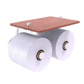Satin Chrome Wall Mount Toilet Paper Holder with Wood Shelf Q5431