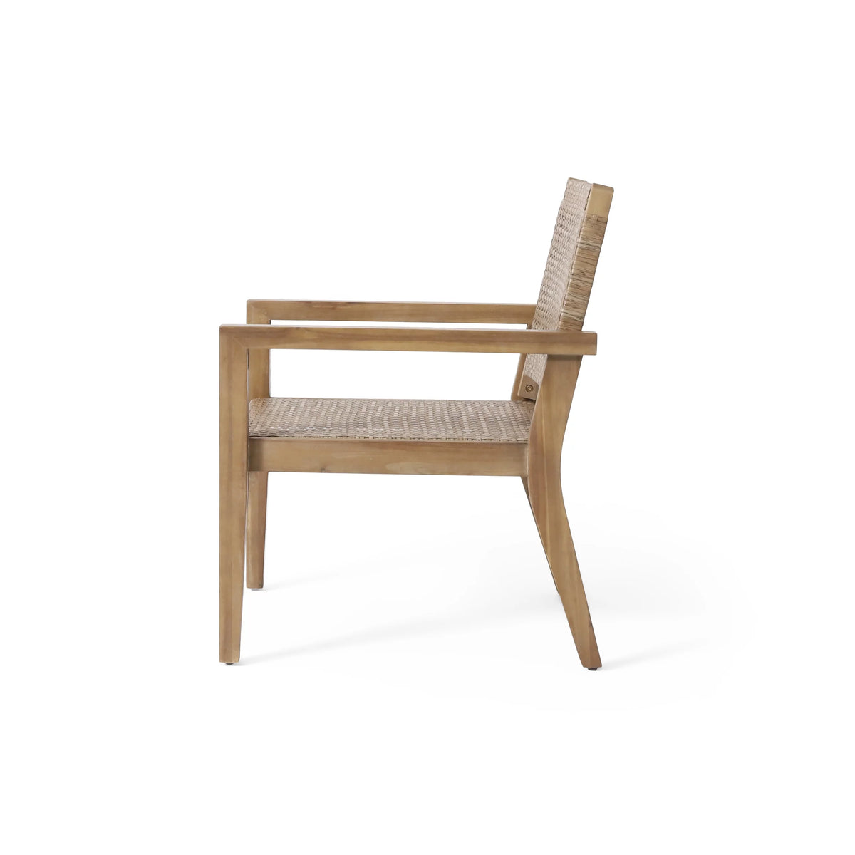 Wicker and Acacia Wood Outdoor Club Chairs, Set of 2 O971