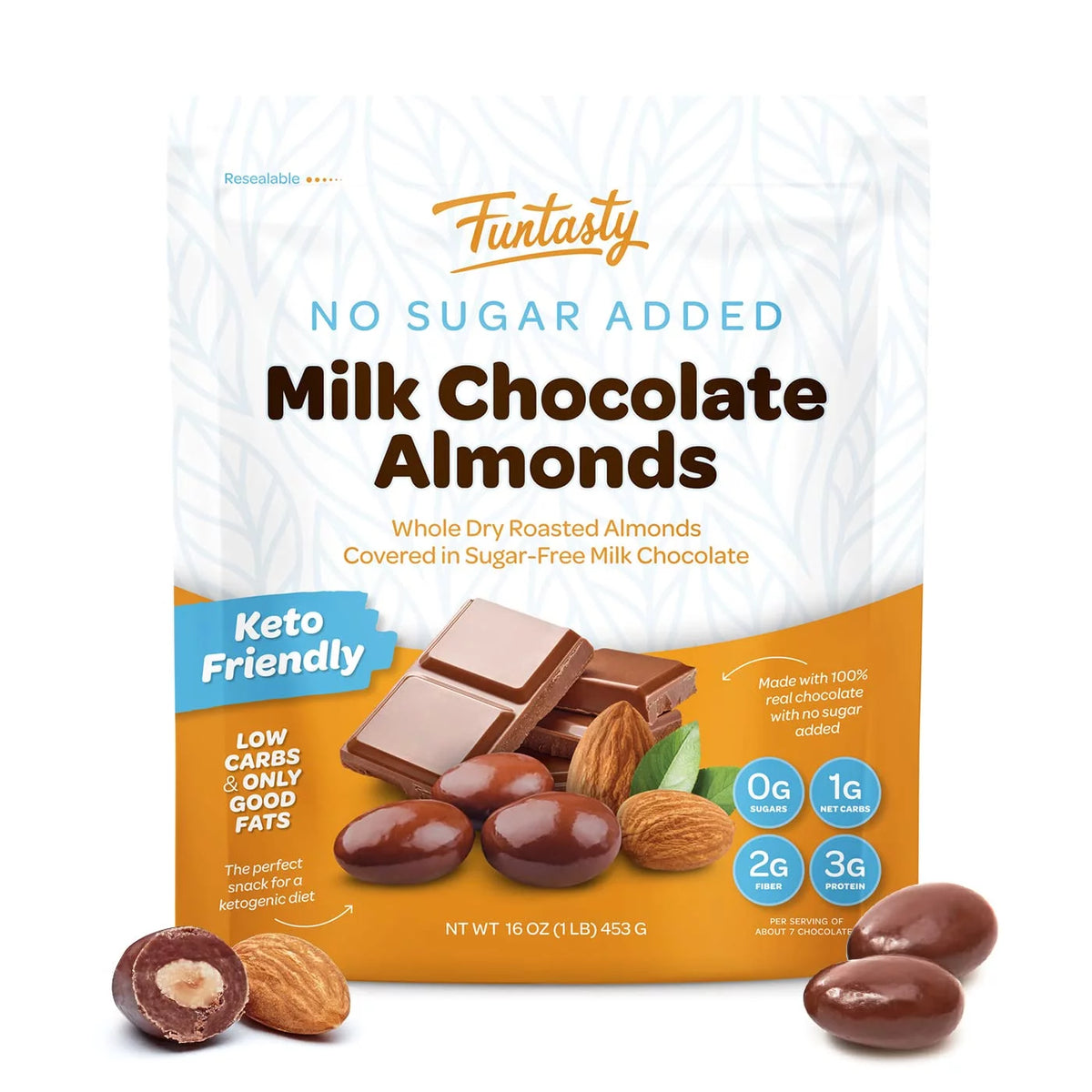 Sugar Free Milk Chocolate Covered Almonds 1 Pound Pack S822