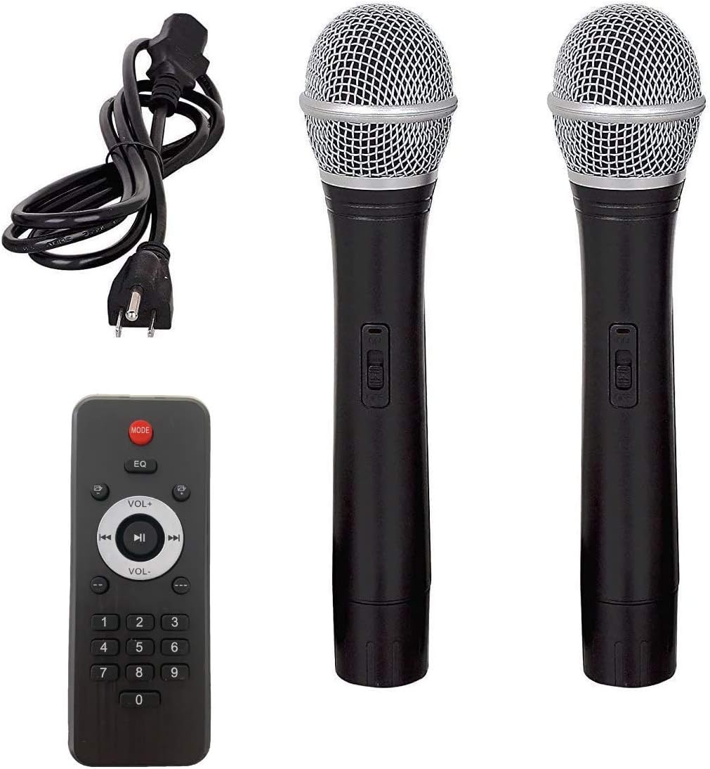 Portable 15-Inch 800 Watt 2-Way Rechargeable Powered PA Speaker with Bluetooth and Wireless Microphones D633853
