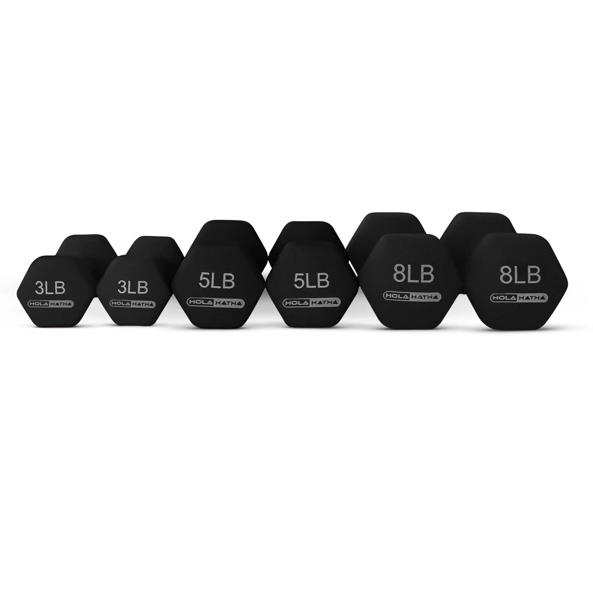 3, 5, and 8 Pound Dumbbell Hand Weight Set with Storage Rack, Black N30019