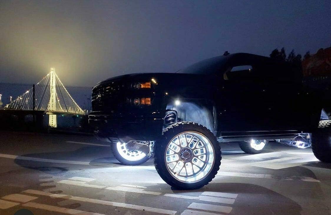 4PCS Pure White Wheel Rim Lights with Underglow Strip F120
