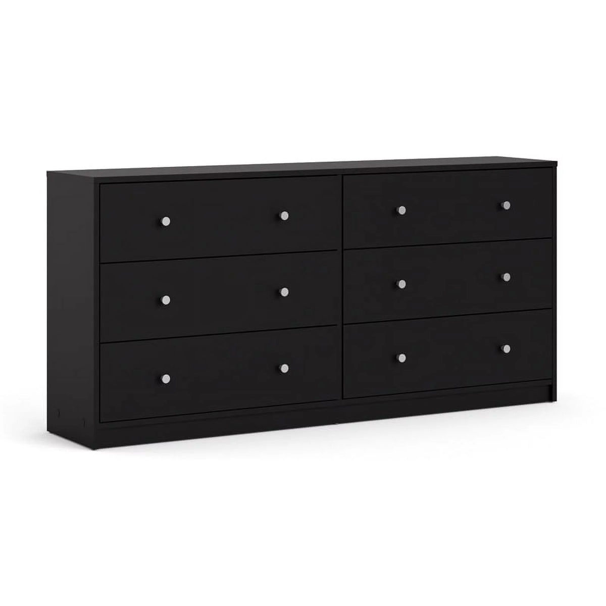 Black Engineered Wood 3 Drawer Chest 6 Drawer Dresser & Nightstand I1420