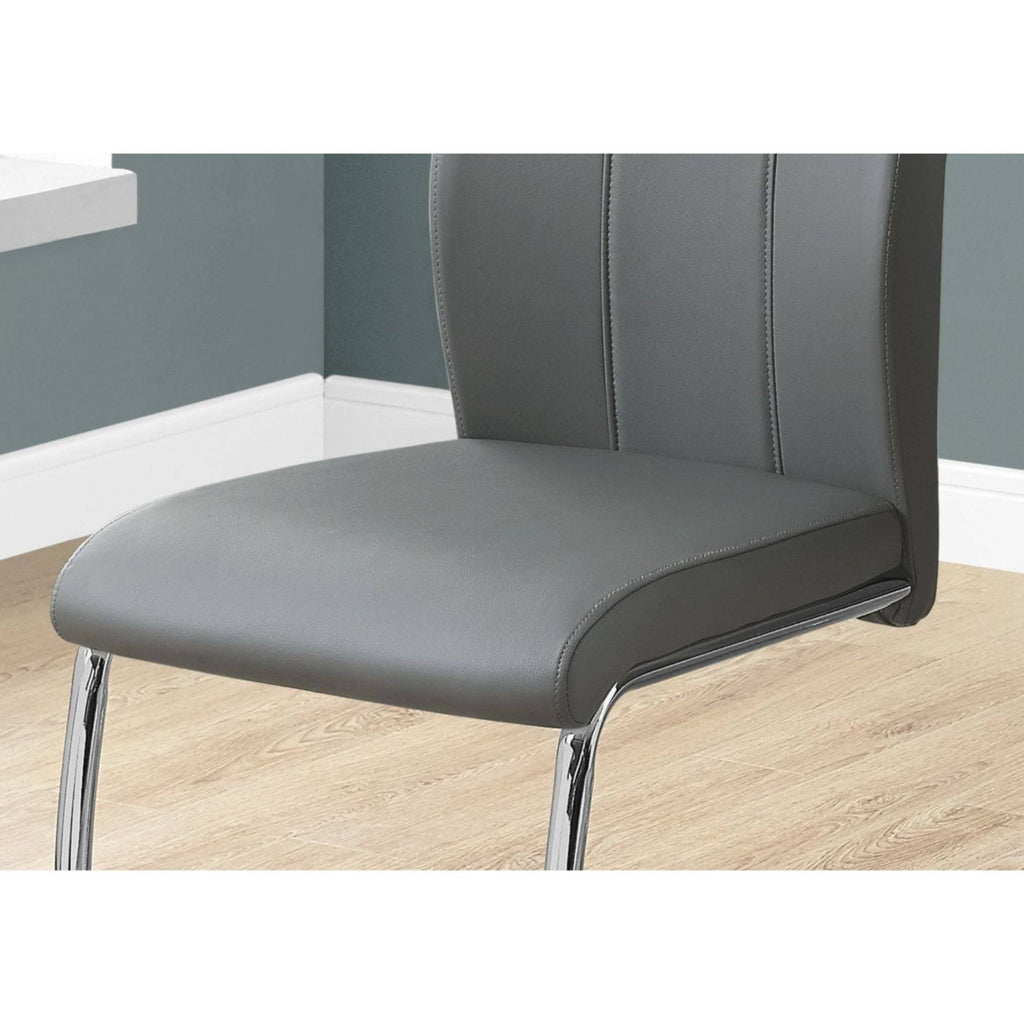 2 Piece Dining Chair Black Leather-Look Chrome V5786