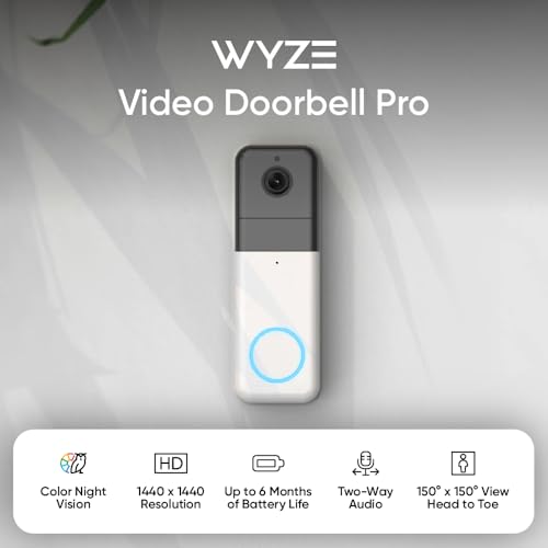 Wireless Video Doorbell Pro, 1440 HD Video, 2-Way Audio, Night Vision V672