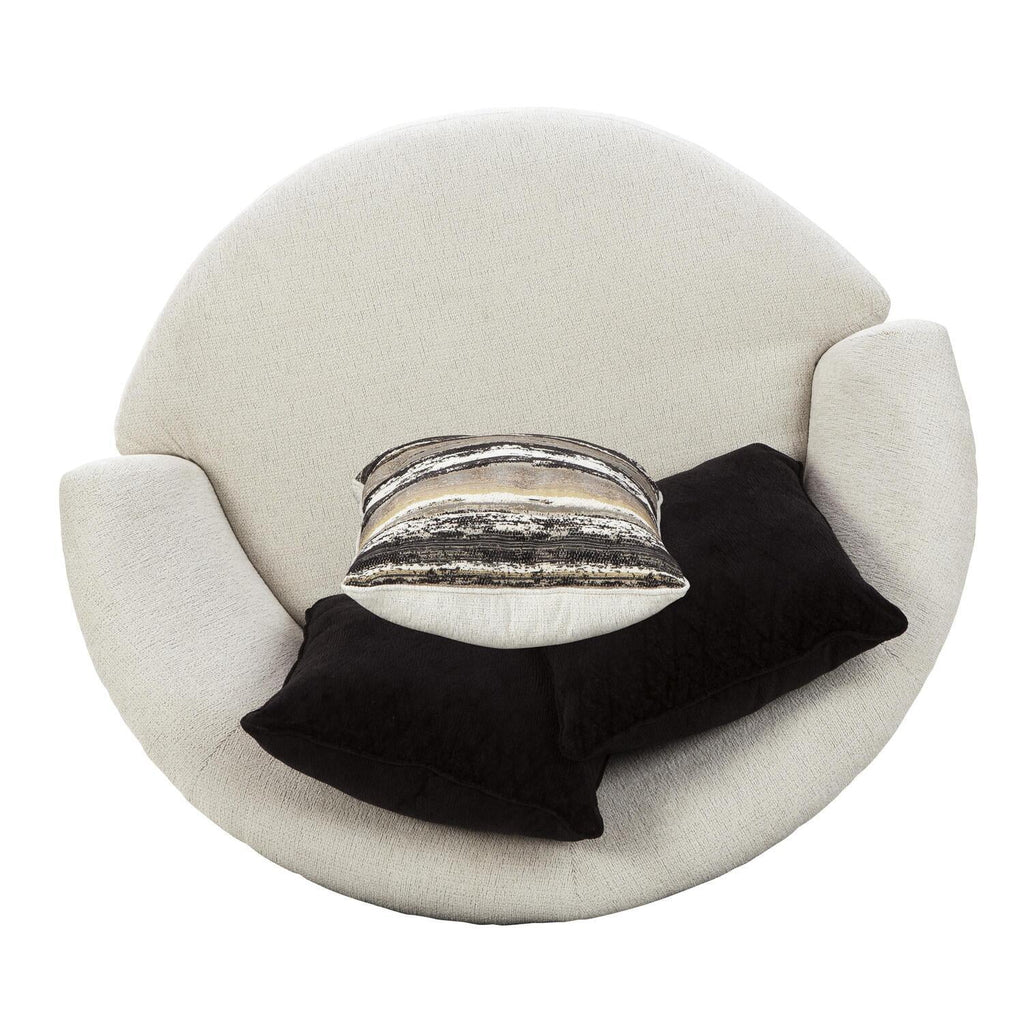 Off White Fabric Upholstered Oversized Swivel Chair X988