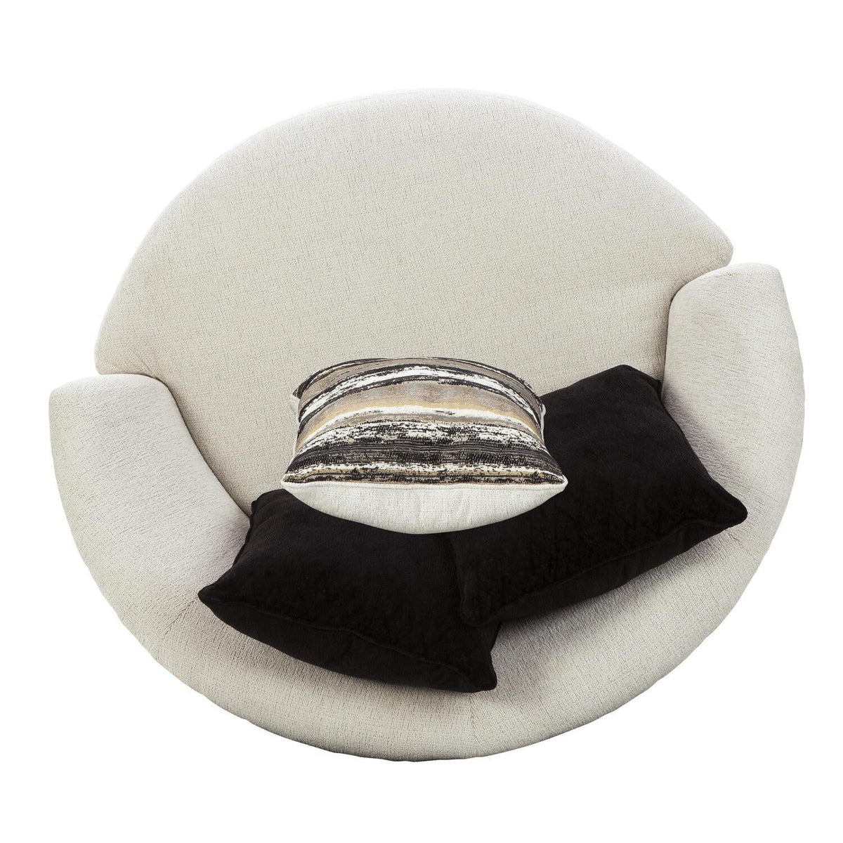 Off White Fabric Upholstered Oversized Swivel Chair X988