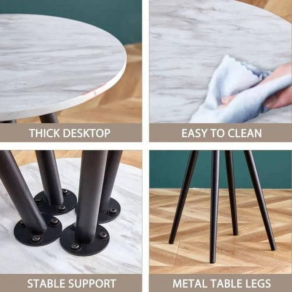 Faux Marble End & Side Table with Dark Gold Metal Legs F154113