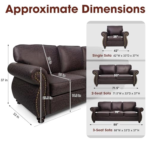 3-Seater Sofa with Removable Cover and Solid Wood Frame C7192
