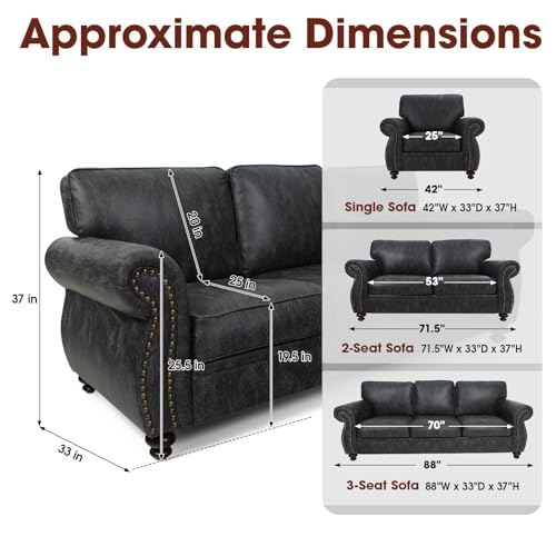 3-Seater Sofa with Removable Cover and Solid Wood Frame C7192